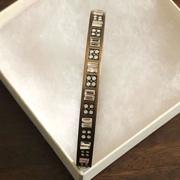SILPADA Modern MAVEN Swarovski Crystal Accented Brass Bangle NIB - Picture 13 of 13